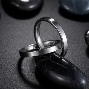 Brushed titanium steel double ring for men with minimalist hip-hop matte finish
