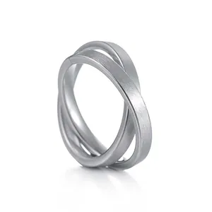 Stainless Steel Interlocking Double Triple Ring Polished Brushed Finish Hip Hop Band For Men Women Unisex Daily Jewelry