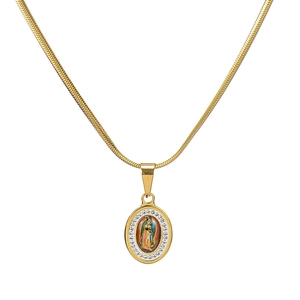 18k gold plated stainless steel snake chain necklace with Virgin Mary pendant