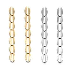 Minimalist Stainless Steel Oval Tassel Drop Earrings For Women Geometric Layered Metal Dangle Earrings Fashion Jewelry Accessories