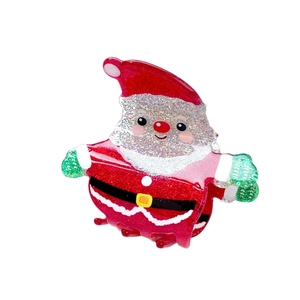 Pinza para el pelo de Papá Noel brillante en rojo y blanco con acabado de purpurina