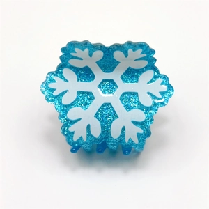 Pinza para el pelo con purpurina azul y diseño de copo de nieve para estilo invernal