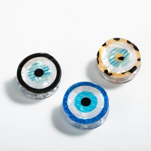 Acetat Böser Blick Haarkralle Mini Rund Nazar Haarklammer Blau Leopard Schwarz Ethno Stil Haarnadel Für Damen Mädchen Schmuck