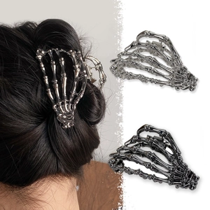 Gothic Skeleton Hand Hair Claw Alloy Metal Skull Bone Hair Clip For Halloween Party Women Punk Hair Accessories Gift