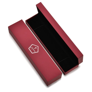 Elegante weinrote PU-beflockte Schmuckschatulle mit schwarzem Samtfutter und Logo
