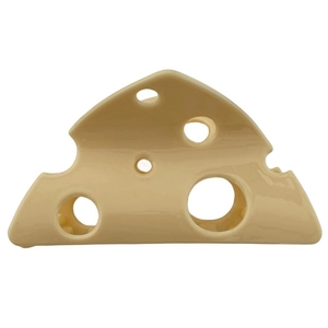Cheese shaped shark hair claw clip in yellow acetate with hollow triangular design