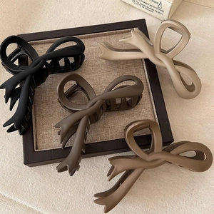 Elegant Matte Bow Ribbon Hair Claw Large Shark Clip For Women Stylish Plastic Hair Accessory For Daily Commuting Office