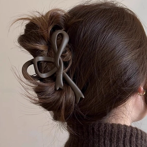 Matte mocha brown bow hair claw clip for elegant updo hairstyles for women