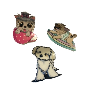Lot de pinces à cheveux chiots avec motifs de Yorkshire, Carlin et Bichon Frisé