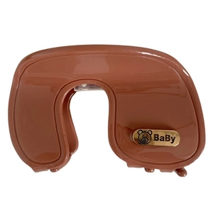 Brown acetate hair claw clip with golden bear tag for elegant women hair styling