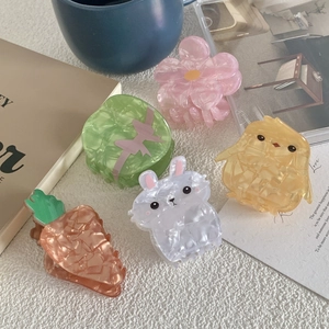 Lot de pinces à cheveux mignonnes en acétate avec motifs lapin et poussin pour femmes