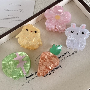 Pinces à Cheveux à Griffes en Acrylique Animaux Mignons pour Femmes Kawaii Lapin Poussin Carotte Fleur Accessoires Cheveux