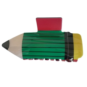 Pinza per capelli creativa a forma di matita in acrilico verde per un simpatico stile ufficio