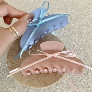 Handmade French Acetate Hair Claw Clip Elegant Ribbon Bow Shark Clip Large Non-Slip Hair Accessories For Women