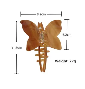 Detailed dimensions of the acetate butterfly hair claw clip with size and weight info