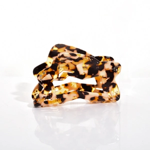 Tortoise shell pattern hollow star hair claw clip with rhinestones in acetate finish