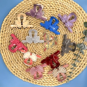 Pince à Cheveux Nœud Creux en Acétate pour Femmes Fait Main Élégante Pince Crabe Mode Accessoires Cheveux