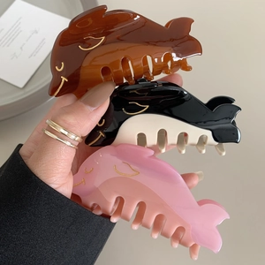 Dolphin Shape Cellulose Acetate Hair Claw Clip For Women Fashion Animal Shark Clip Strong Hold Hair Styling Accessory