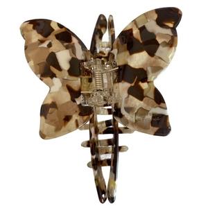 Elegant butterfly hair claw clip with brown tortoiseshell pattern made of acetate fiber