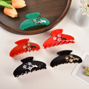 Pince à Cheveux en Acétate de Cellulose Vintage Français Fleur de Prunier Strass Pince Crabe Élégante Accessoires Femmes