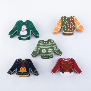 Pince à Cheveux en Forme de Pull de Noël en Acétate Motif Bonhomme de Neige Renne Accessoires de Cheveux de Fête pour Femmes