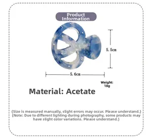 Pinza per capelli in acetato marmorizzato blu da 5,6 cm x 5,5 cm per acconciature eleganti
