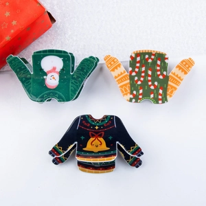 Trois pinces à cheveux pull de Noël moche avec motifs de bonhomme de neige et cloches