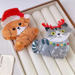 Cute Christmas dog and cat hair claws made of premium acetate with festive reindeer motif