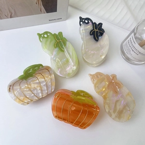 Acetate Hair Claw Niche Design Pumpkin Gourd Shark Clip Elegant Large Hair Clip Accessories For Women Halloween Daily
