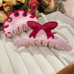 Eleganter Haarkralle Aus Acetat Rosa Schleife Ausgehöhltes Wellenmuster Haarklammer Mode Haarschmuck Für Damen Kopfschmuck