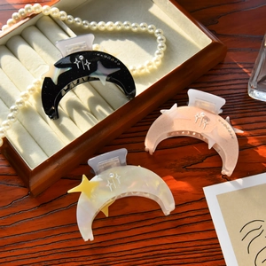 Starry moon acetate hair claw clips with rhinestones and pearls in three colors