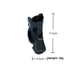 Detailed dimensions of the cute black bear hair claw clip measuring 11.5cm by 4.5cm