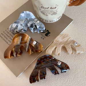 Pince à Cheveux en Acétate Vintage Français pour Femme Élégante Motif Marbre Écaille de Tortue Pince Requin Avec Strass Accessoire de Coiffure Fait à la Main