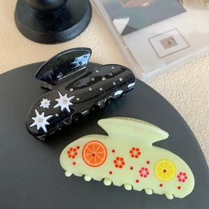 High-End Acetate Hair Claw Clips For Women Starry Pattern Fruit Print Rhinestone Shark Hair Clips Fashion Hair Accessories