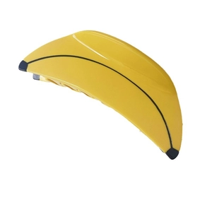 Creative yellow banana-shaped hair claw clip with glossy finish and realistic detail