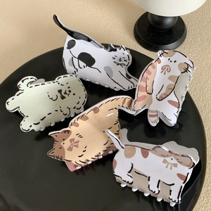 Lot de cinq pinces à cheveux en acétate motifs chats et chiens mignons pour femme