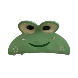 Süße grüne Frosch-Haarklammer aus Acetat mit Strasssteinen und einzigartigem Design