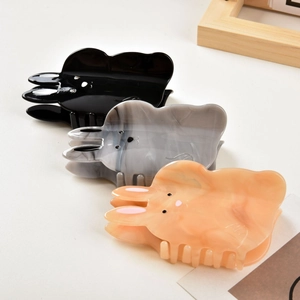 Acetate Rabbit Hair Claw Clip For Women Elegant Marble Texture Animal Shaped Shark Clip Cute Rhinestone Eye Hair Accessory