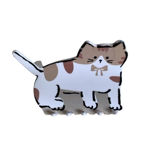 Pince à cheveux mignonne en forme de chat calico crème avec taches brunes pour femmes