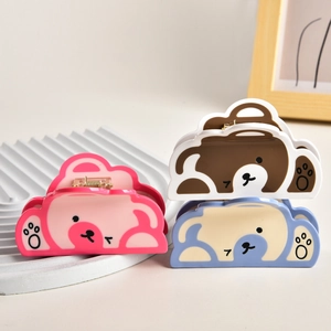 Pinces à cheveux ours mignonnes en rose, marron et bleu pour des coiffures élégantes