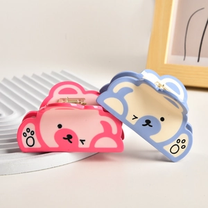 Pinces à cheveux mignonnes en forme d'ours rose et bleu en acétate pour accessoires