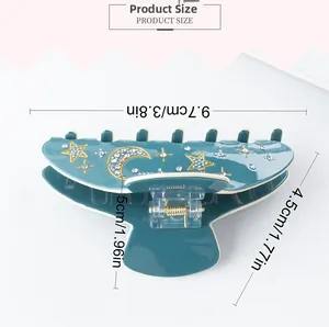 Spécifications de taille pour la pince à cheveux avec strass étoile et lune