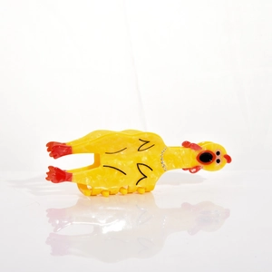Pince à cheveux poulet criant amusante avec strass et finition jaune éclatante
