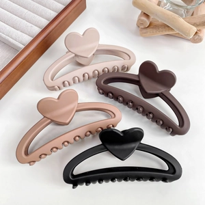Grande Pince à Cheveux Cœur Finition Mate Givrée Creuse Shark Clip Pour Femmes Cheveux Épais Mode Accessoire Cheveux