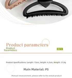 Vue détaillée d'une pince à cheveux mate de 13 cm avec dimensions et poids complets