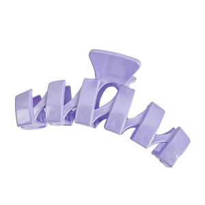 Glitter purple large hair claw clip with geometric hollow design for updos