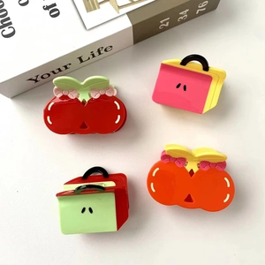 Handmade Acetate Fruit Hair Claw Clip For Women Cute Cherry Apple Design Sweet Korean Style Shark Clip Fashion Hair Accessories