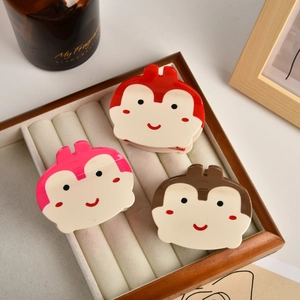Lot de pinces à cheveux singe mignon en acétate rouge, rose et marron pour femmes
