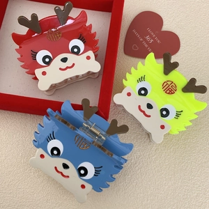 Simpatiche mollette per capelli a forma di drago in rosso, blu e verde per Capodanno
