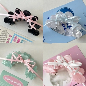 Pince à Cheveux Douce en Acétate pour Femmes Nœud en Ruban Balletcore Accessoire Cheveux Fait Main Grande Pince Requin